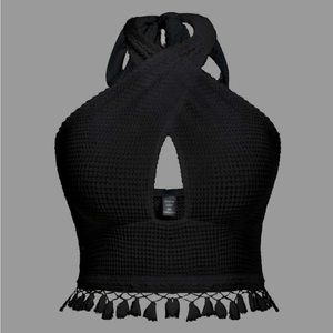 Shein black crochet, crop top